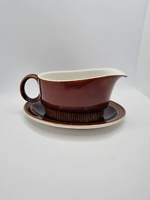Buy Poole Pottery Gravy Boat & Saucer Chestnut Brown Made In England Vintage VGC • 9.99£