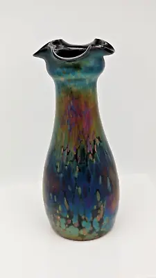 Buy Rindskopf Bohemian Iridescent Oil Spot Quatrefoil 8 3/4  Art Nouveau Vase C1900 • 168.90£