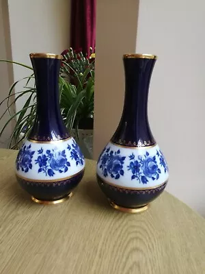 Buy Vintage Paramount Classics Bavaria Cobalt Pair Single Stem Vases 20cm Beautiful  • 9.95£