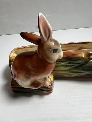 Buy 1950’s AACP Kalmar Australian Pottery Trough Ceramic Rabbit On Log Vase Planter • 23.69£