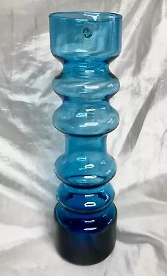 Buy Lovely Vintage Italian Blue Hooped Glass Vase • 16.99£