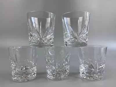 Buy Cut Crystal Glass Tumblers X 5. Whiskey / Old Fashioned Set. Quality. VTG. 170ml • 34.99£