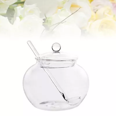Buy Transparent Glass Container With Spoon And Lid - Ideal For Salt And Sugar • 11£