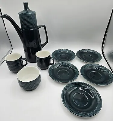 Buy British Anchor Impact Coffee Set Blue Teal Coffee Jug Bowl 2 Cups 5 Saucers  • 26.99£