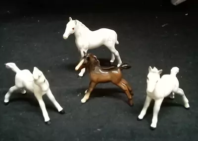 Buy 4 Vintage Beswick England Foals White Grey Dapple Brown Arab Stallion Horse • 10.50£