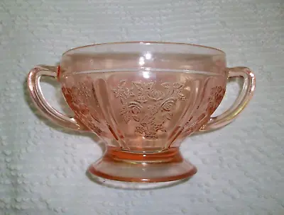 Buy Vintage Pink Federal Depression Glass Open Sugar Bowl Cabbage Sharon Rose • 7.12£
