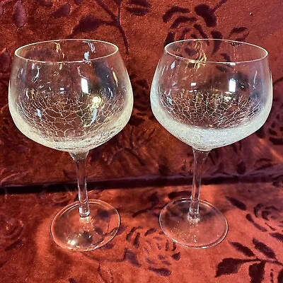 Buy Pier 1 Reflections Clear Crackle Balloon Wine Glass 8¼” Set Of 2 Discontinued • 47.42£
