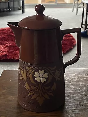 Buy Vintage Lovatts Langley Ware Pottery England Two Tone Brown Coffee Pot & Jug • 30£
