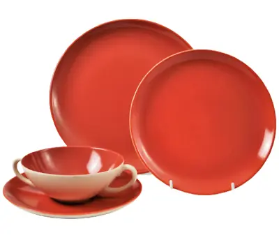 Buy Poole Twintone 4 Piece Place Setting Red Indian & Magnolia C95 Vintage • 25£