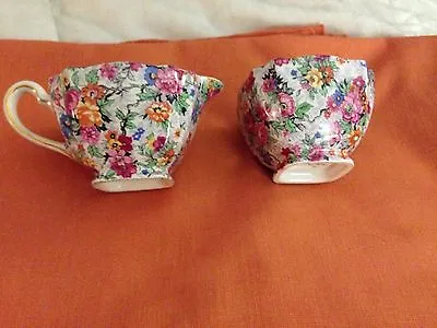 Buy BCM Lord Nelson Ware Marina Chintz Open Sugar Bowl And Creamer • 30.88£