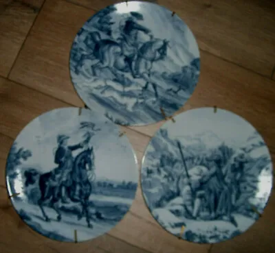 Buy Three Limoges Blue & White Collectors Hunting Plates Le Chasse Falcon Stag Game • 19.99£
