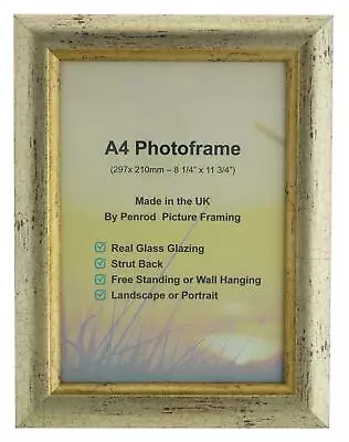 Buy Avignon Gold Handmade A4 Photo Frame Distressed Crackle Effect.. • 14.99£