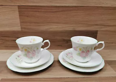 Buy 2 X Vintage Springfield Bone China Floral Tea Trios - Tea Cups, Saucers & Plates • 13.99£