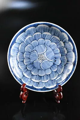 Buy M4171: Japanese Old Imari-ware Blue&White Flower Muffle Painting PLATE/dish • 19.17£