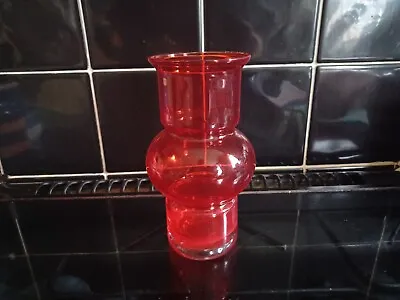 Buy Riihimaki Riihimaen Lasi Oy Vintage Scandi Red 1520 Glass Vase MCM Retro • 24.95£