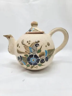 Buy Tonala Vintage Tea Pot 7  Mexican Pottery Folk Art Birds Hand Painted & Signed • 36.99£