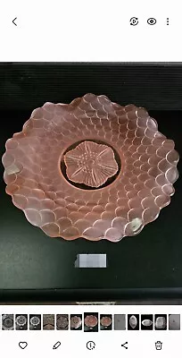 Buy Vintage Art Deco Bagley Pink Frosted Glass Fish Scale Design Cake  Plate. • 14£
