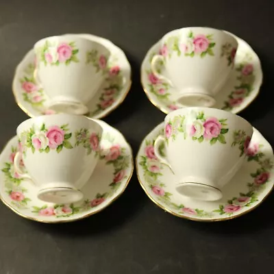 Buy Colclough Enchantment 4x Tea Cups & Saucers Pink & White Roses Vintage  Seconds • 12.99£