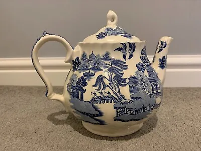 Buy Vintage Sadler Blue And White Large Teapot In Blue Willow Japan Pattern Design • 15£