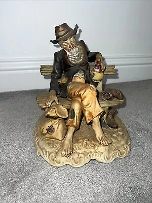 Buy Vintage Figurine Ornament An Old Man Capo Di Monte Tramp On Bench Quirky  • 35£