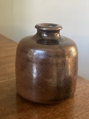 Buy VINTAGE C.1970s Brown Tenmoku Glazed Studio Pottery Bud Vase • 20£