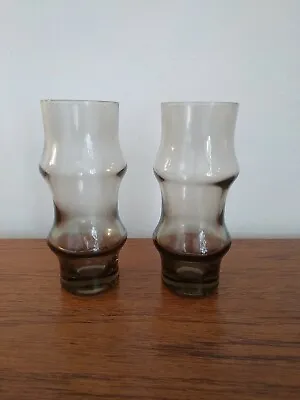 Buy Vintage Scandinavian Finnish Riihimaki  Vases X 2 Smoky Brown 14cms Tall • 48£
