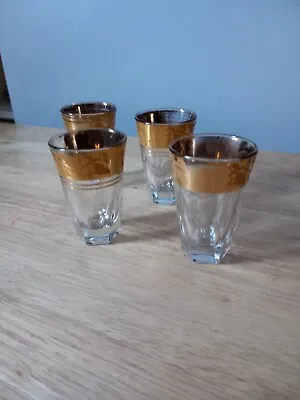 Buy Four Vintage/Antique Sherry Glasses With Gold Banding • 8£