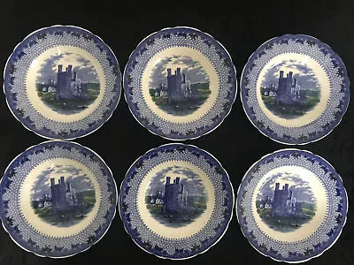 Buy Royal Cauldon 6 X Royal Castles CARNARVON CASTLE Blue Transfer Soup Plates • 15.99£