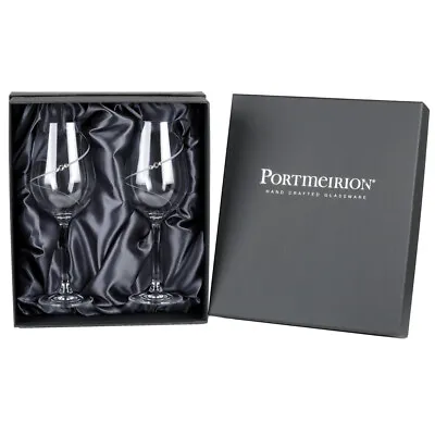 Buy Portmeirion Auris Red Wine Glasses Set Of 2 Hand Cut With Swarovski Crystals • 27.99£