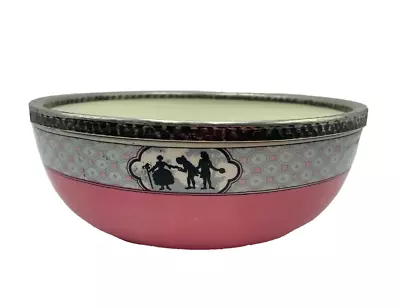 Buy English Porcelain Serving Bowl Pink Black Silhouette Metal Rim England • 24.55£