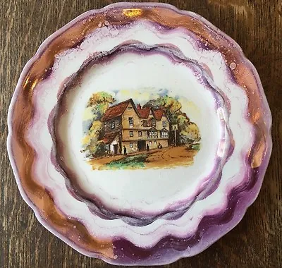 Buy Vintage Gray's Pottery Large Plate Raspberry Lustre Old Public House Scene -27cm • 4£