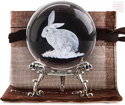Buy 3D Crystal Ball Paperweight With Laser-Etched Rabbit Design, Easter Decor • 13.10£