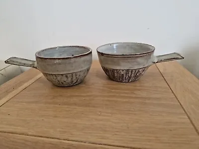 Buy 2 X Vintage Studio Pottery Soup Bowls  Creigiau Pottery Wales 16cm X 11cm X 6cm • 15£