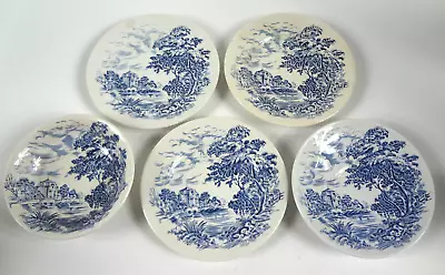 Buy Vtg Enoch Wedgewood Tunstall Ltd. Countryside 4 Saucers And Bowl Blue & White • 13.70£