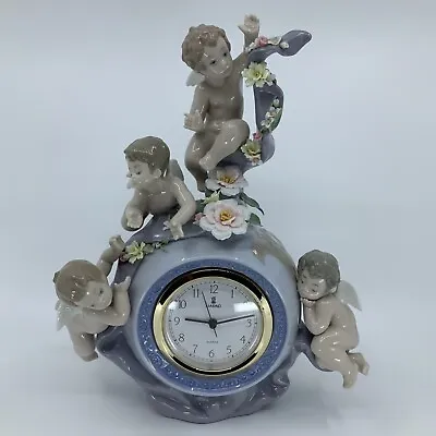 Buy VTG 90s Lladro  Angelic Time  Floral Cherub Clock Figurine 11.5” Works As Is • 2,060.04£