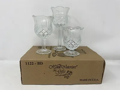 Buy Home Interiors & Gifts 3 PC Stemmed Glass Candle Holder Set 1122-BD Votive New • 14.36£
