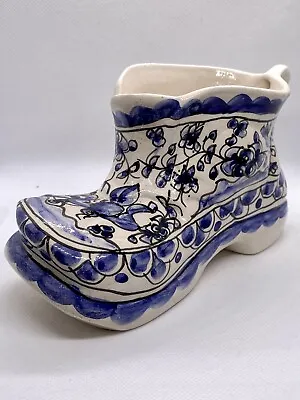 Buy Ceramic Floral Boot Pottery Planter Vase Hand Painted Signed L=17cm H=10cm • 12£