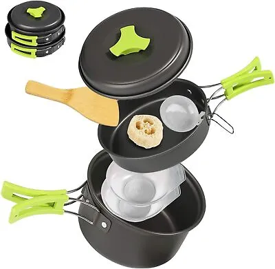 Buy Ballery Camping Cookware, Portable Cooking Backpacking Kit, 8 Pcs Pot Pan Set W • 24.45£