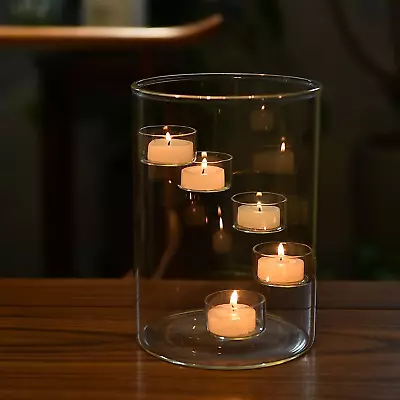 Buy Hurricane Candle Holders Glass Tea Light Candle Holders Pillar Candles 21Cm Tall • 44.25£