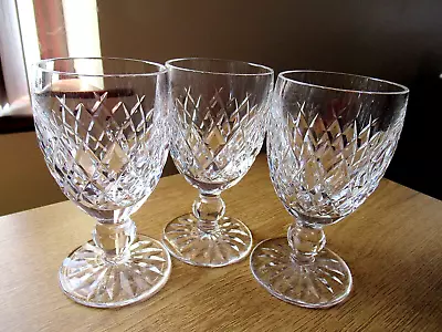 Buy Reduced 3 Waterford Crystal White Wine Glasses Boyne Cut Vgc 4 1/2  Tall • 45£