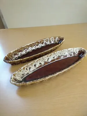 Buy 2 Vintage Fosters Studio Pottery Honeycomb Drip Glaze Corn On The Cob Dishes • 6£