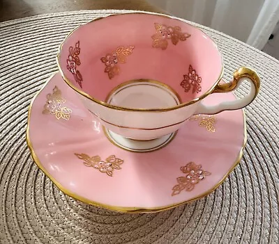 Buy Vintage ROYAL ADDERLEY Bone China Made In England  Cup And Saucer Pink Gold Trim • 27.63£