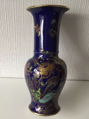 Buy Rare Vintage Hand Painted Carlton Ware Royal Blue Vase - Rockery And Pheasant. • 19.99£