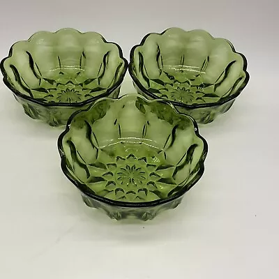 Buy Anchor Hocking Vintage  Emerald Green Glass Bowls Set Of 3 • 66.27£