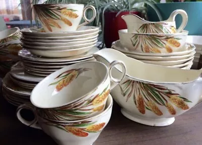 Buy Vintage China Grindley England Creampetal Wheat Fire Poker Fall Colors 37 Pieces • 251.41£