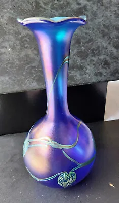 Buy Okra Iredescent Vase   Ayrum  Fluted Rim Vase 1990 Height 8 And Half Inch • 64.99£