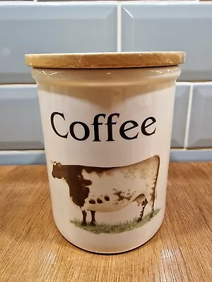 Buy Vintage English Pottery Cloverleaf Cow Kitchen Coffee Jar Earthenware With Lid • 15£