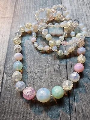 Buy Stunning Long Vintage Crackle Glass Bead Statement Beaded Necklace Retro - Art  • 7.99£