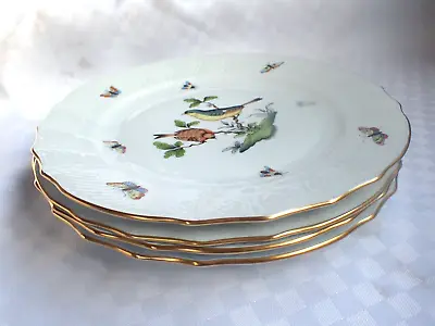 Buy Vintage Signed Herend Rothschild Lot 4 Dinner Plates Mint Condition Birds  1524 • 520.98£