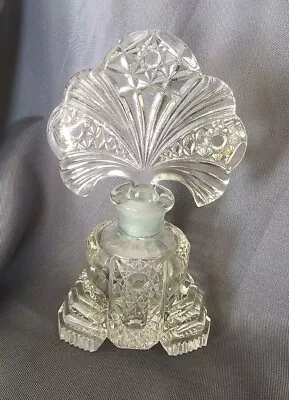Buy Vintage Irice Art Deco Perfume Bottle With Plume Stopper READ Chip Cut Glass • 19.05£
